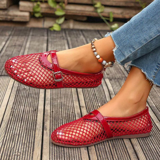 Damen Stilettos mit netzartigem Obermaterial und moderner Schnallenapplikation EB