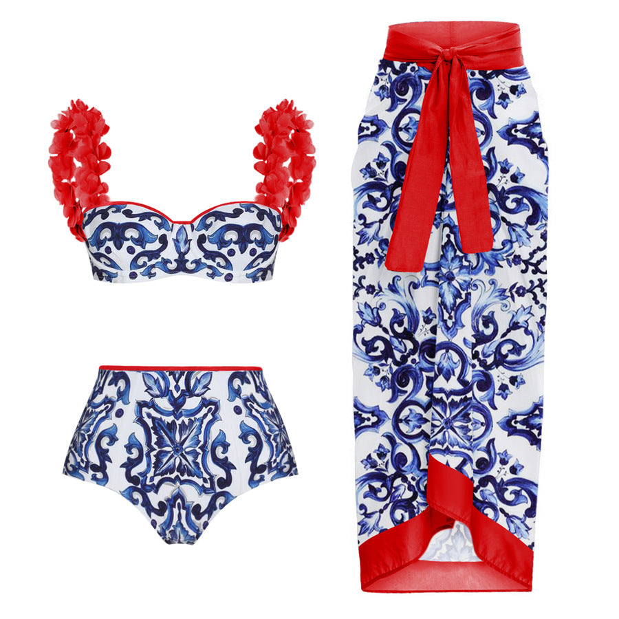 Damen Bikiniset mit floralem Muster und eleganten Rüschendetails EB