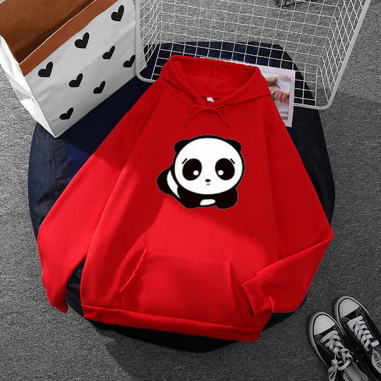 Damen nan kuscheliger Oversize-Kapuzenpullover im Streetwear-Cut mit Kängurutasche und niedlicher Panda-Motivstickerei EB