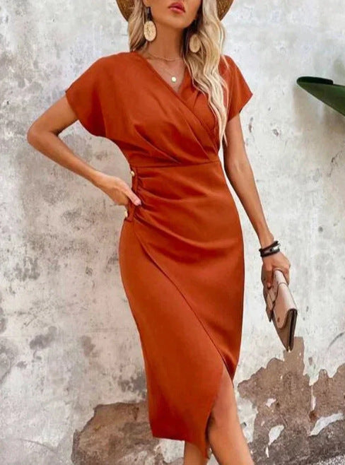 Damen Wickelkleid mit elegantem Schnitt und Seitenschlitz EB
