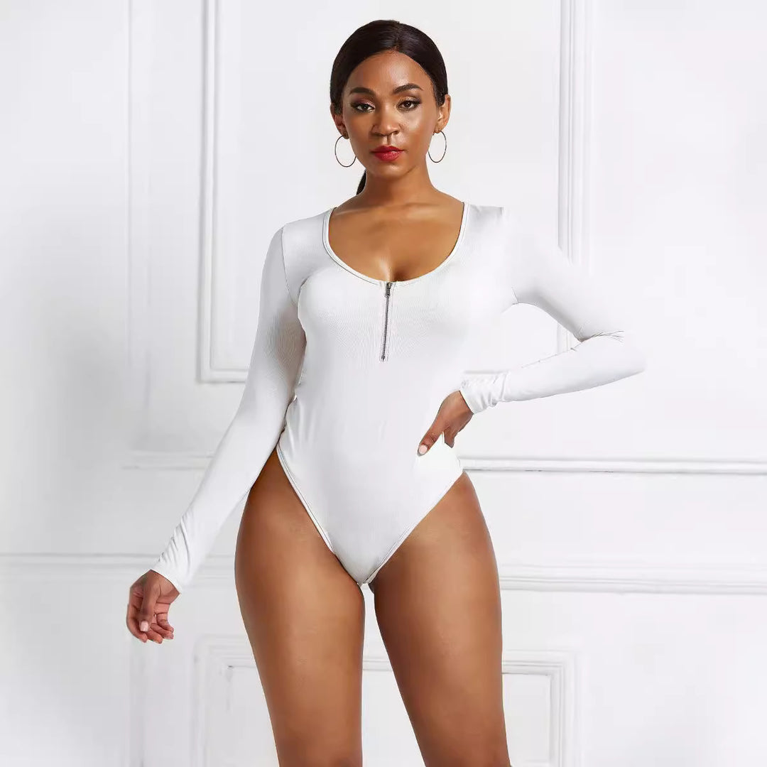 Damen Eleganter Langarmbody aus angenehmem Stretchmaterial EB