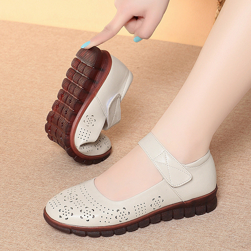 Damen Komfortable Ballerinas mit verziertem Riemen und atmungsaktivem Obermaterial EB