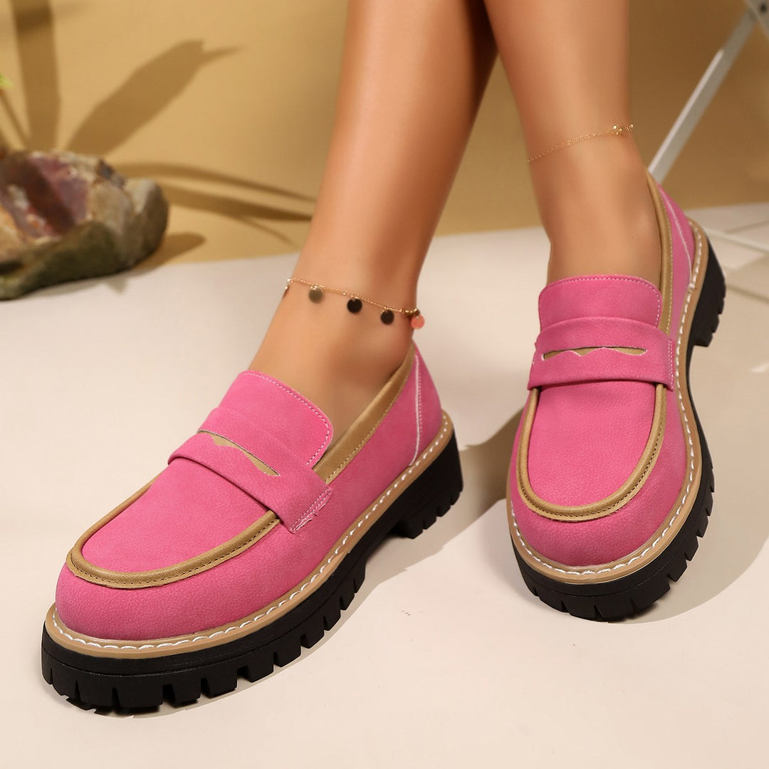Damen Klassische Loafer mit rutschfester Sohle und glänzendem Finish EB