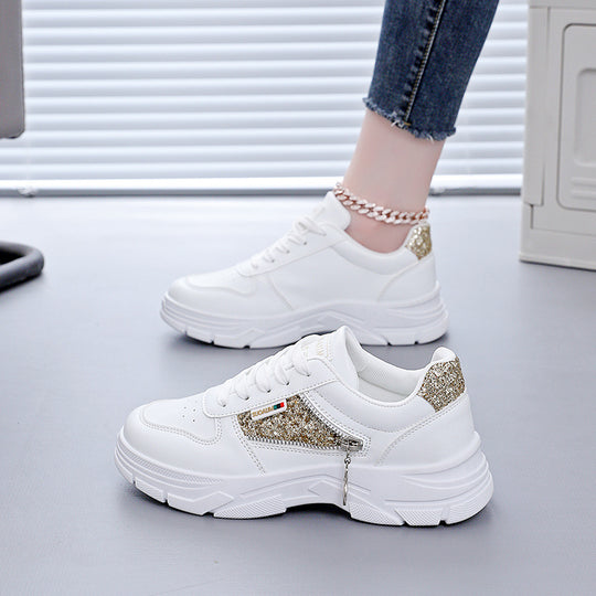 Damen Chunky Sneakers mit glitzernden Akzenten und rutschfester Sohle EB