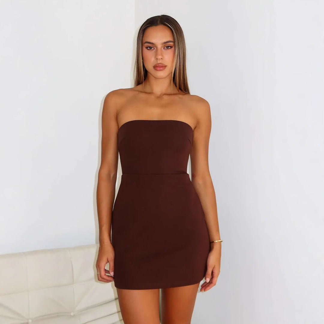 Damen Elegantes Bandeau-Minikleid EB