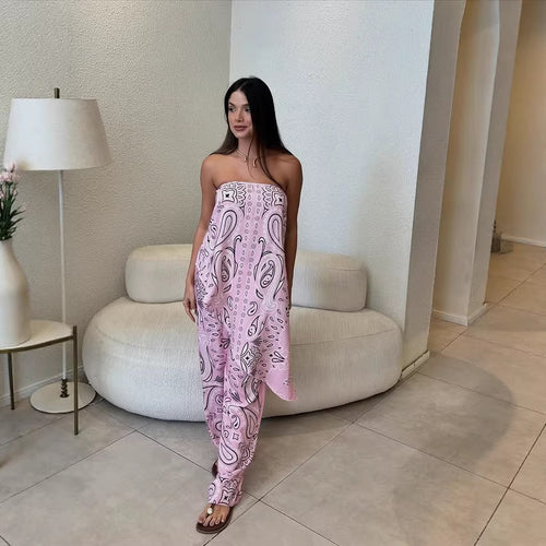 Damen lässiger Jumpsuit mit weitem Schnitt und stylischem Muster EB