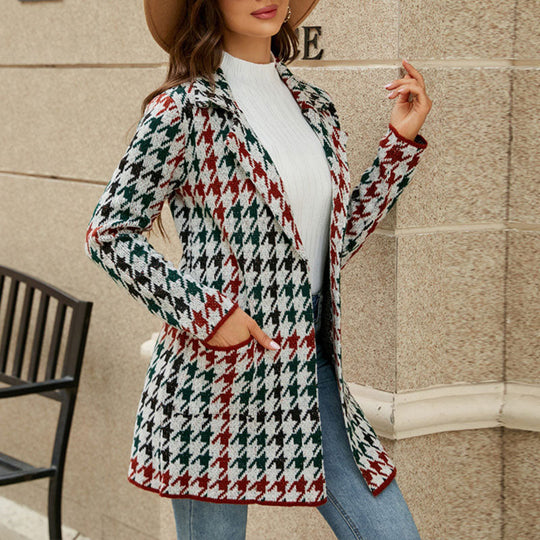 EB | Jacke mit Karomuster Klassischer Schnitt Struktur und Statement