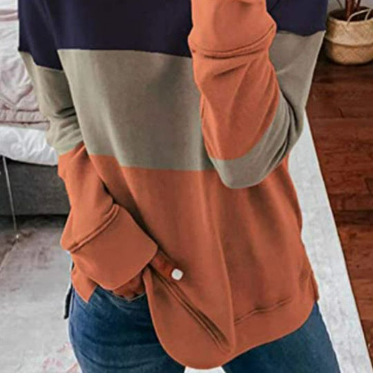 Damen Colorblock-Sweatshirt mit Rundhalsausschnitt, oversized Schnitt und dekorativen Seitenschlitzen EB