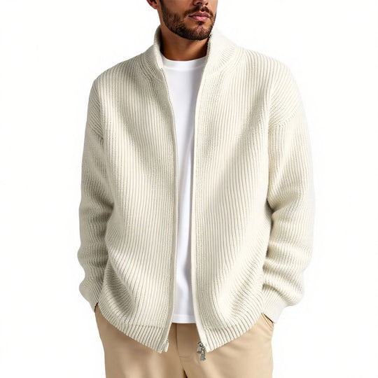 Herren Strickjacke mit hohem Kragen und praktischem Reißverschluss EB