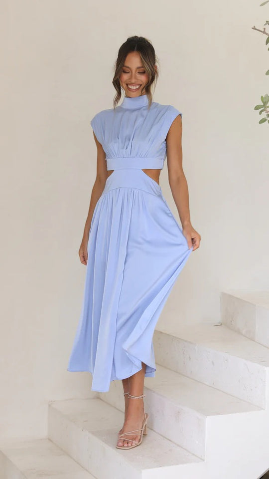 Damen Maxikleid mit kreativem Schnitt und tailliertem Design EB