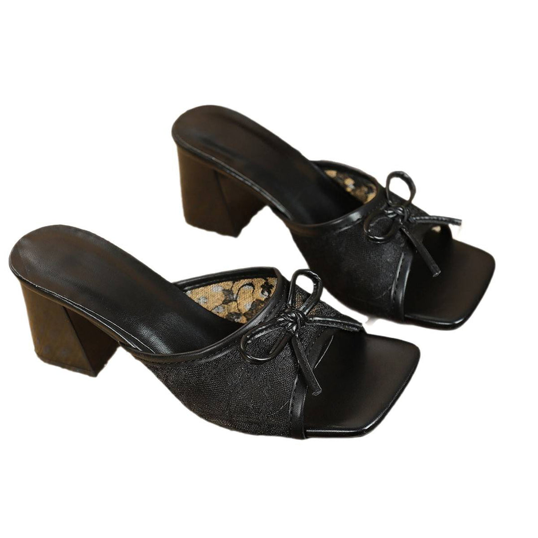 Damen elegante Pantoletten mit zarter Schleifenverzierung EB