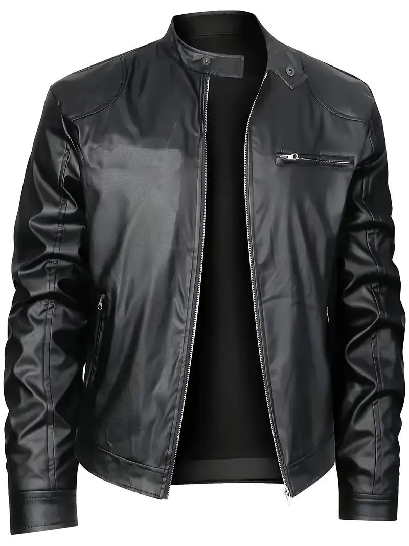 Herren elegante Kunstlederjacke mit modernem Design EB