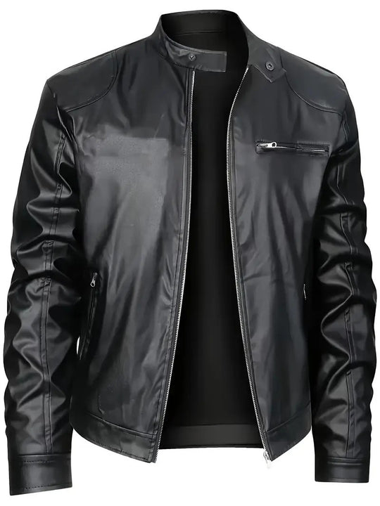 Herren elegante Kunstlederjacke mit modernem Design EB