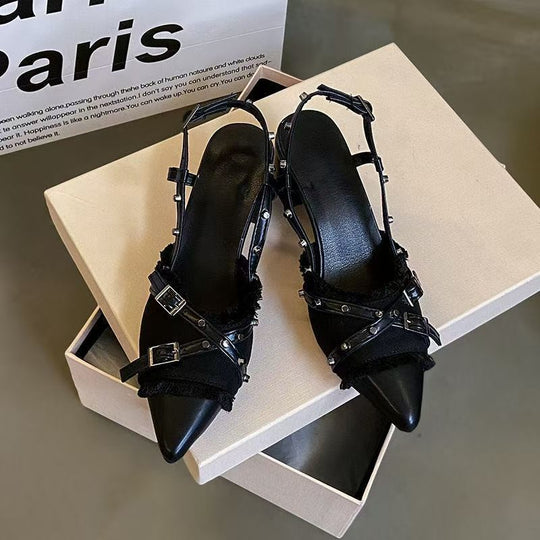 Damen Slingback Pumps mit dekorativen Riemchen und modernem Design EB