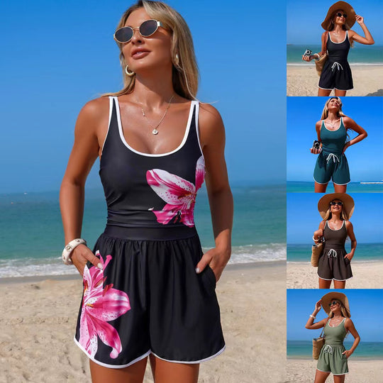 Damen Sportlicher Schwimmanzug mit lässigen Shorts EB