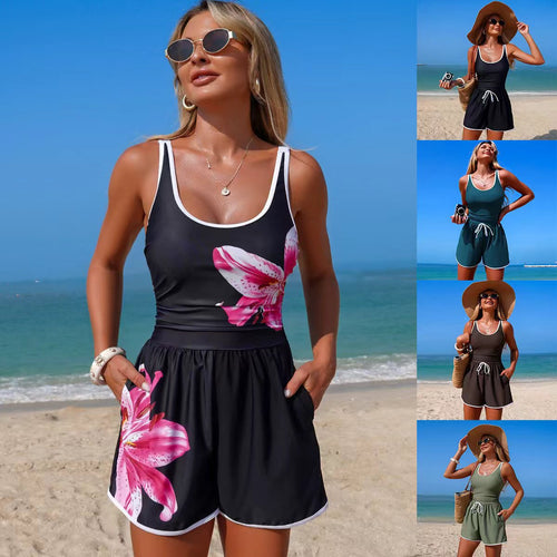 Damen Sportlicher Schwimmanzug mit lässigen Shorts EB
