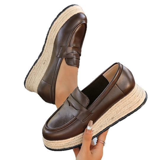 Damen Mokassins mit modischem Plateau und geflochtenem Detail EB