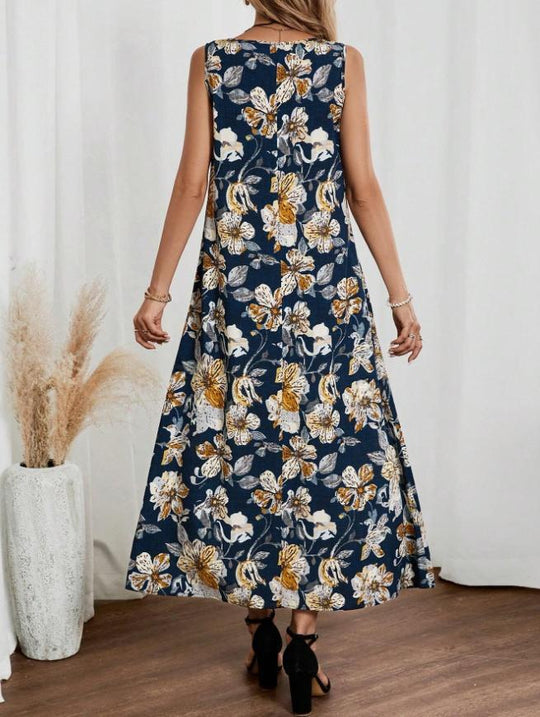 Damen Langes Sommerkleid mit floralem Muster und elegantem Schnitt EB