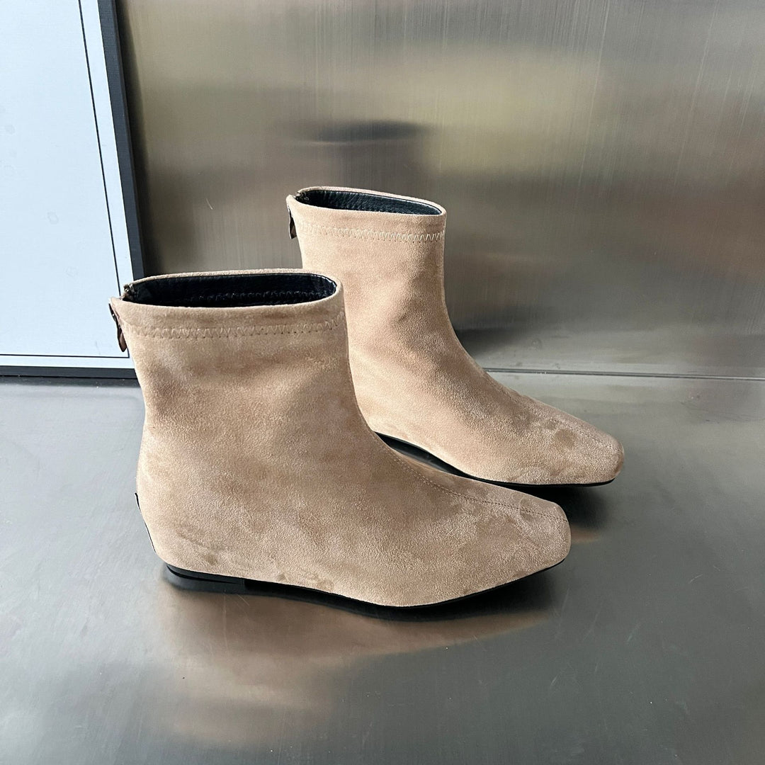 Damen Ankle Boots aus hochwertigem Wildleder mit dekorativem Reißverschluss EB