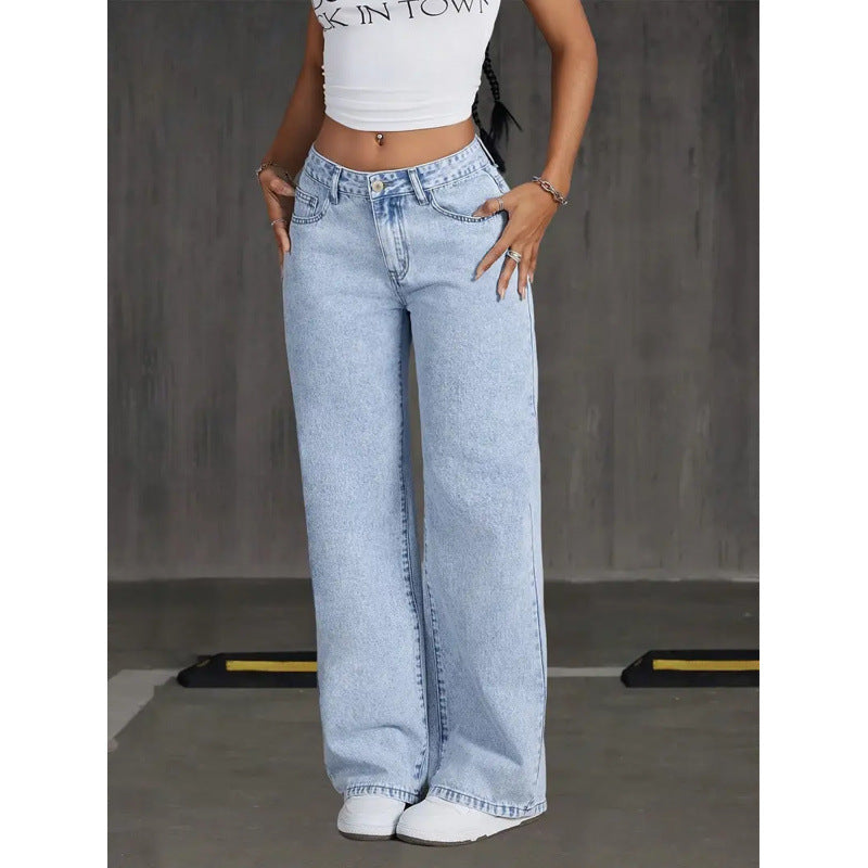 Damen weite Jeanshose im Vintage-Stil EB