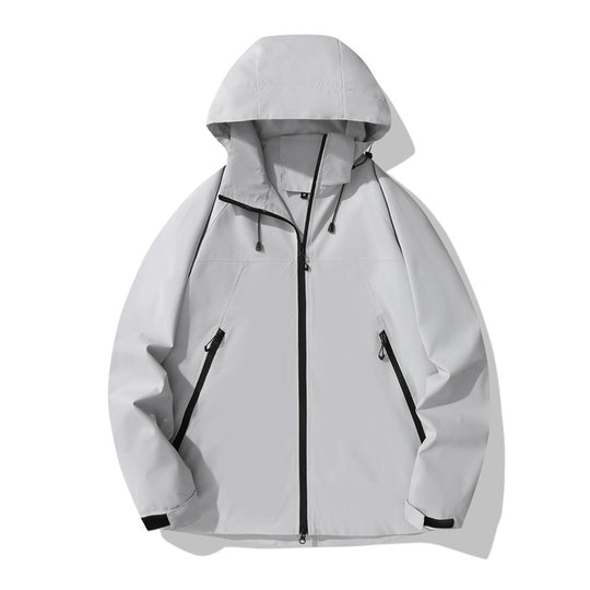 Damen wasserabweisende Outdoor-Jacke mit verstellbarem Kapuzenkragen und funktionalen Reißverschlusstaschen EB