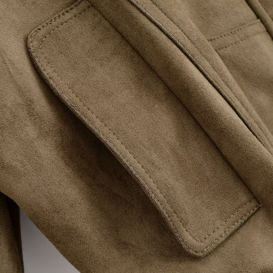 Damen Kunstleder Blousonjacke mit praktischen Taschen und elastischem Saum EB