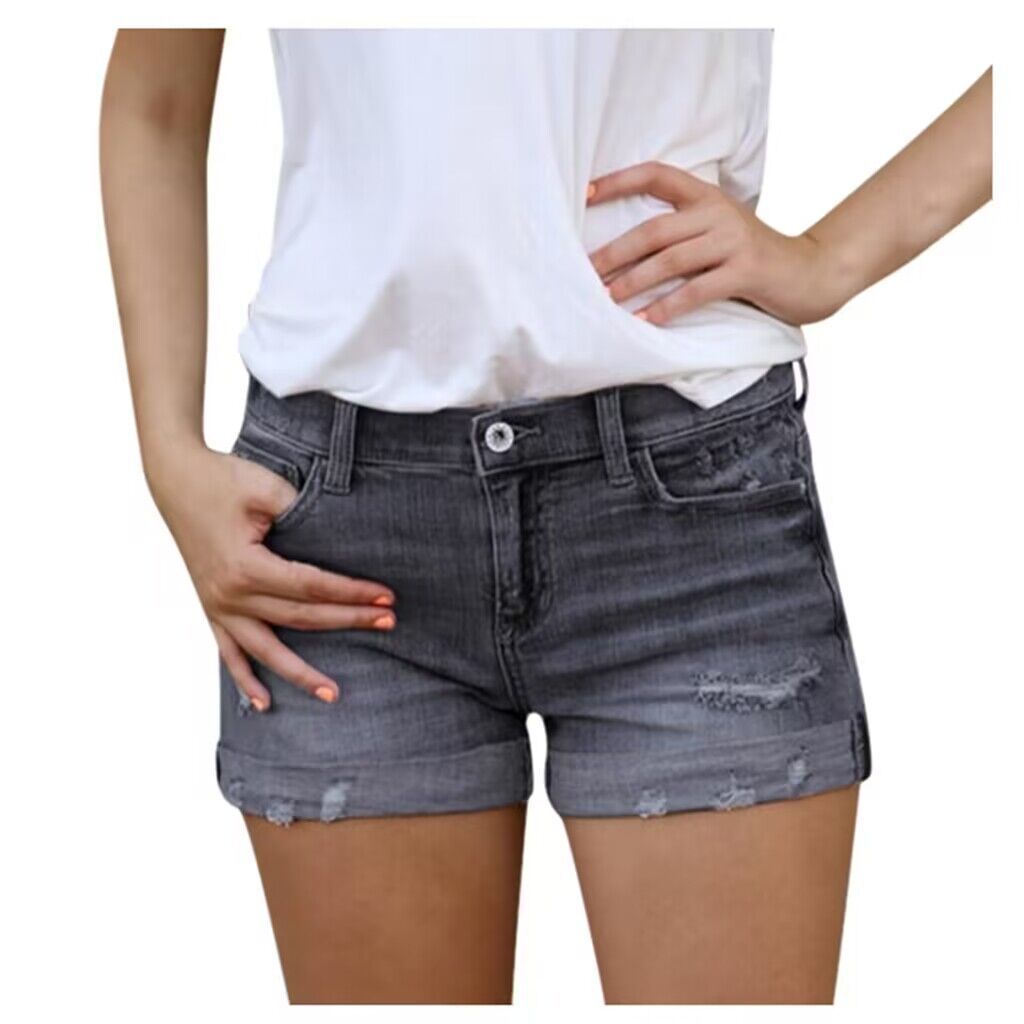 EB | Zerrissene Quasten-Denim-Shorts