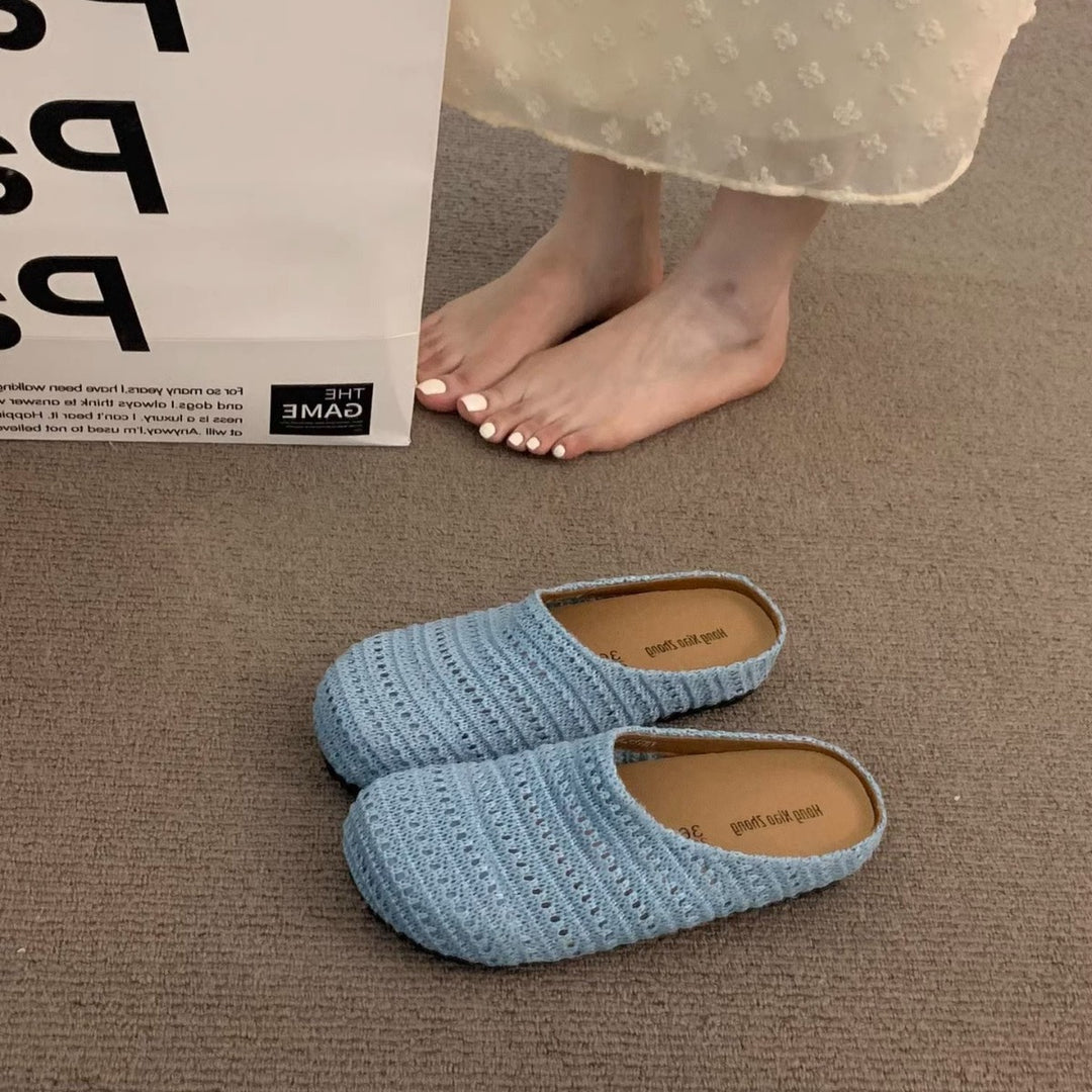 Damen bequeme Slipper aus atmungsaktivem Textilmaterial EB
