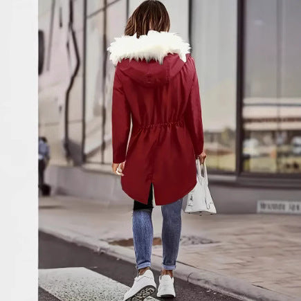 Damen gefütterte Winterjacke mit abnehmbarer Kapuze EB