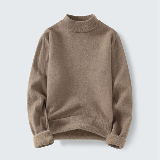 Damen Strickpullover mit hohem Kragen und weichem Innenfutter EB
