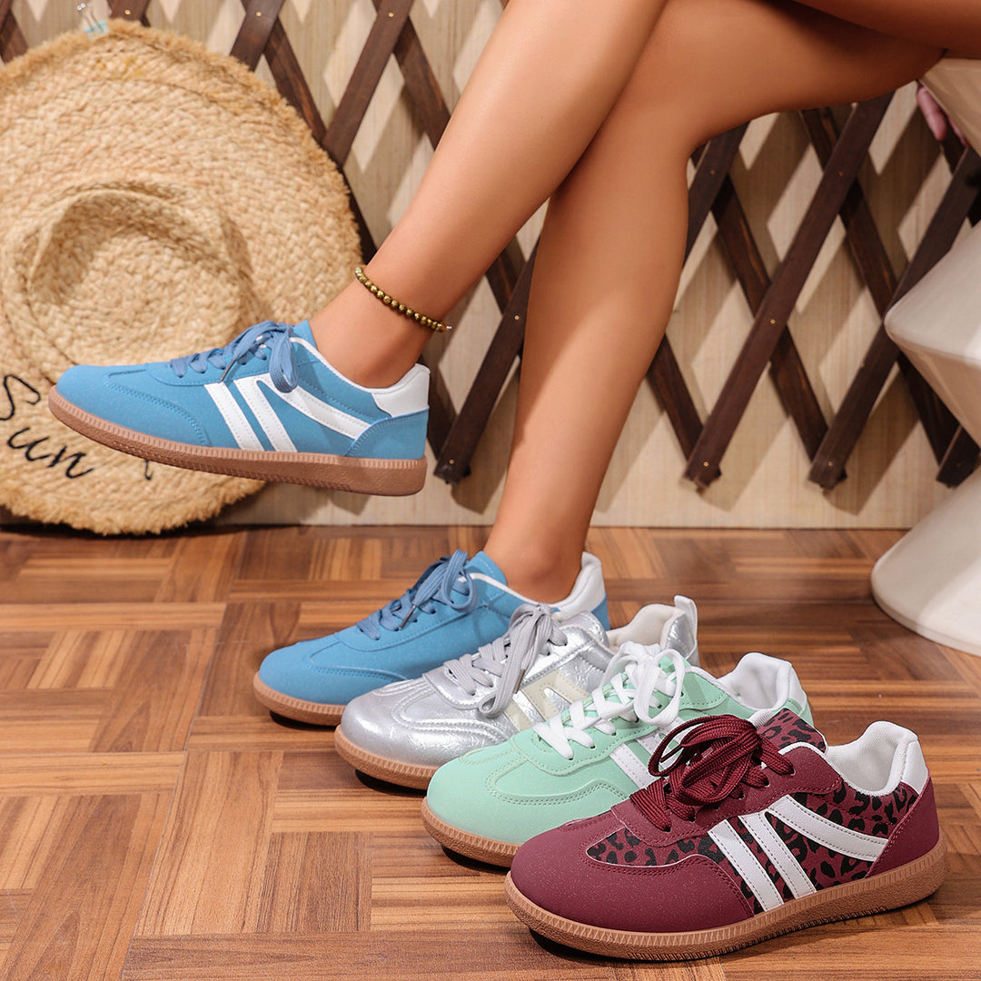 Damen Modische Sneakers mit schimmerndem Obermaterial und rutschfester Sohle EB