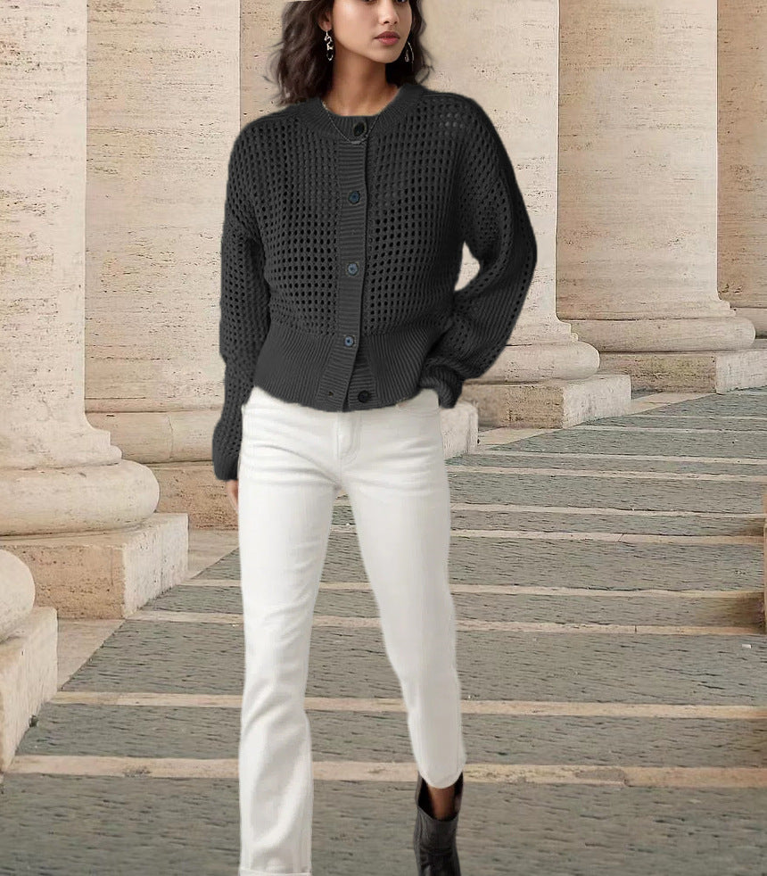 Damen Strickjacke mit luftiger Netzstruktur EB