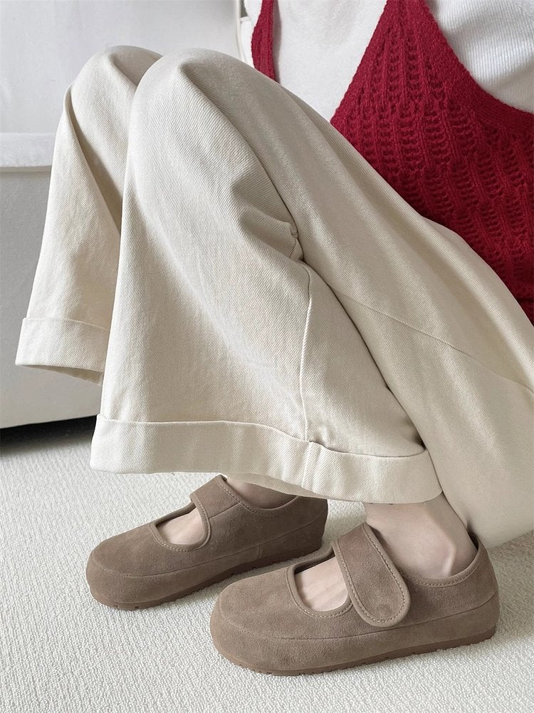 Damen bequeme Slipper mit praktischem Klettverschluss und weicher Sohle EB