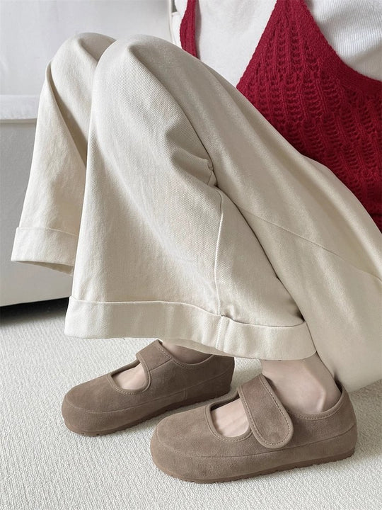 Damen bequeme Slipper mit praktischem Klettverschluss und weicher Sohle EB