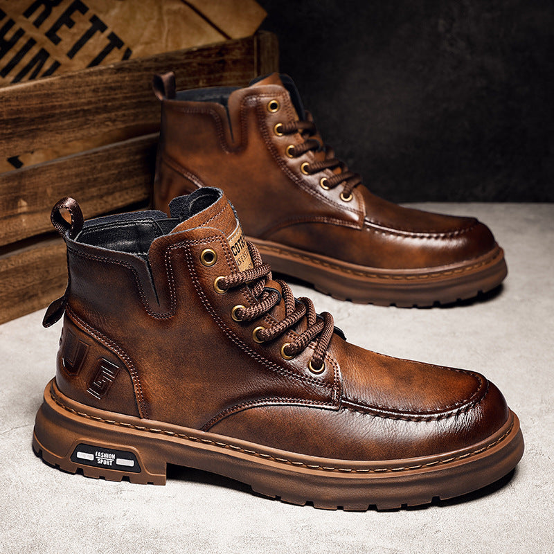 Herren robuste Lederboots mit rutschfester Sohle EB