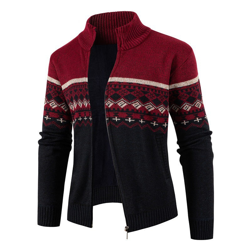 Herren modische Strickjacke mit hohem Kragen EB
