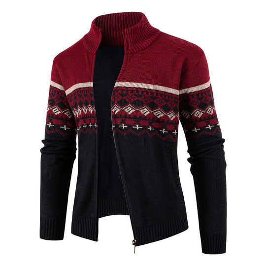 Herren modische Strickjacke mit hohem Kragen EB