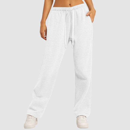 Damen nan lässige Loungehose mit geradem Bein extra langem Tunnelzug und tiefem Schritt EB