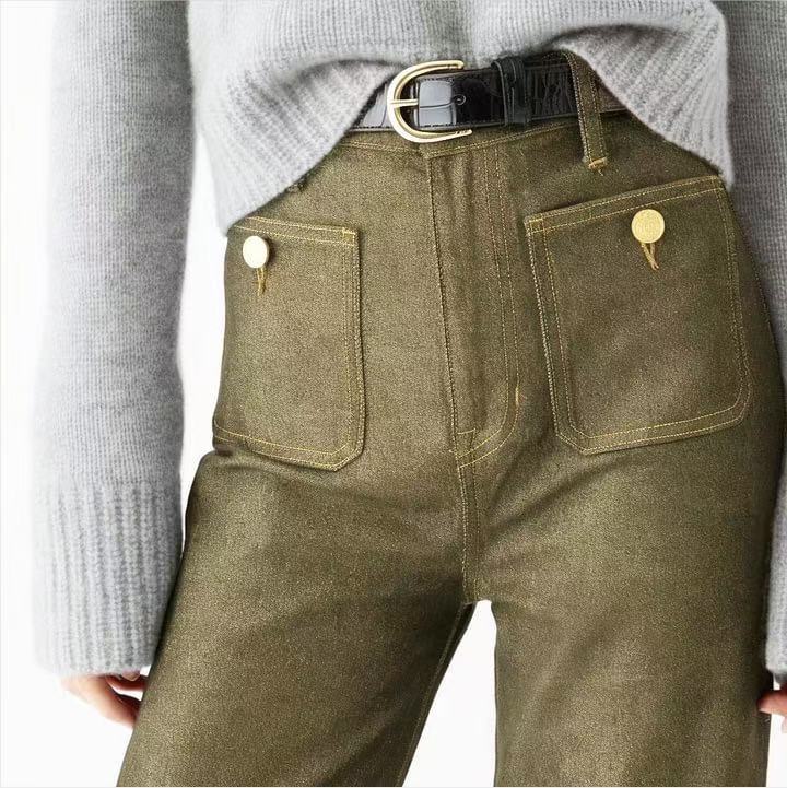 Damen Weite Jeans mit modischem Saum EB