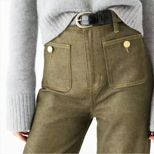 Damen Weite Jeans mit modischem Saum EB