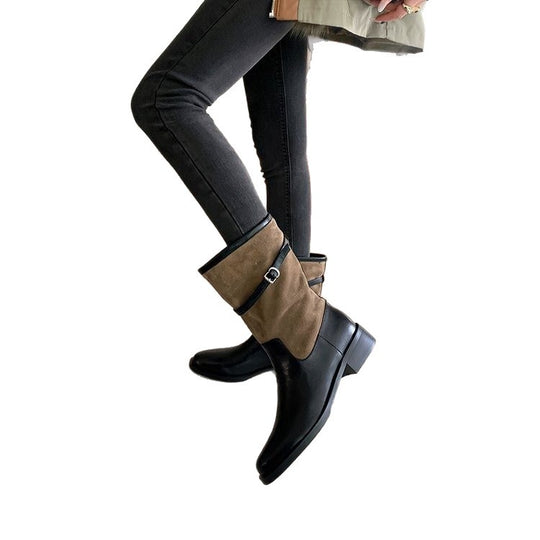 Damen modische Stiefel mit variabler Schaftbreite und bequemem Innenfutter EB