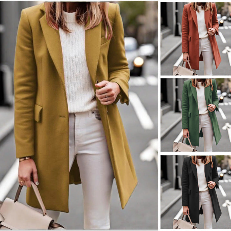 Damen Lässiger und eleganter Langmantel EB