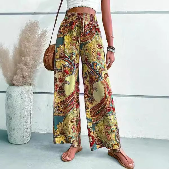 Damen Palazzo-Hose mit weitem Bein und Paisleymuster EB