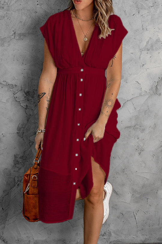 Damen Sommerkleid mit knopflosem Design und fließendem Schnitt EB
