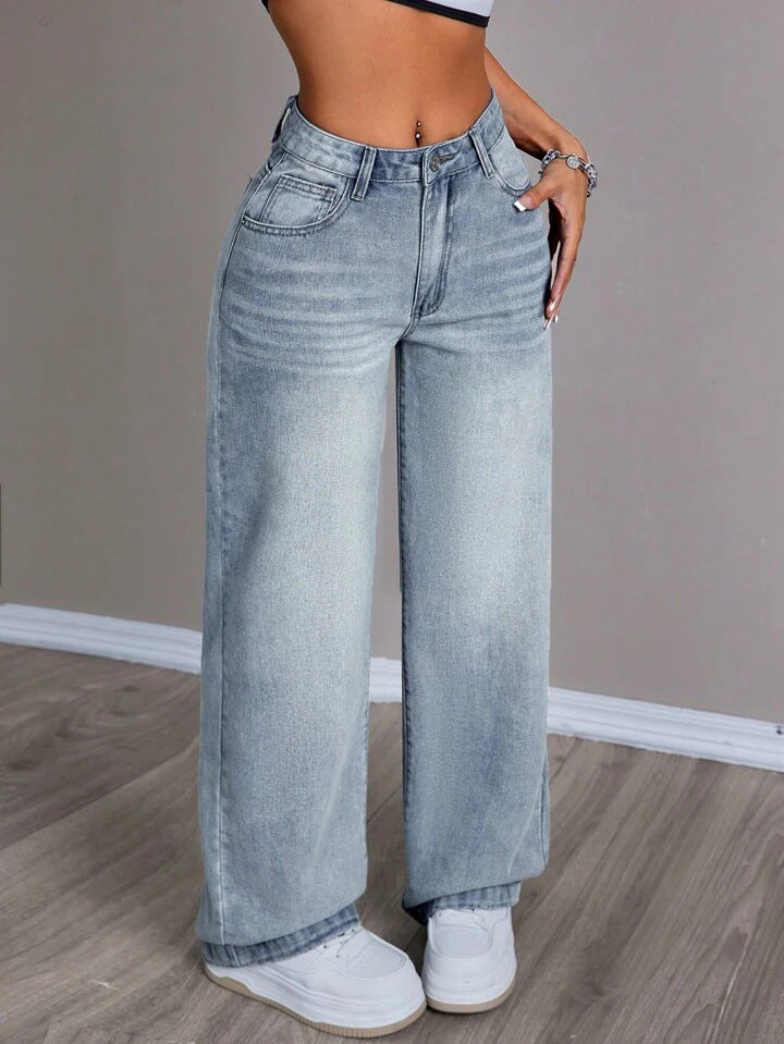 Damen Weite Jeanshose im Vintage-Stil EB