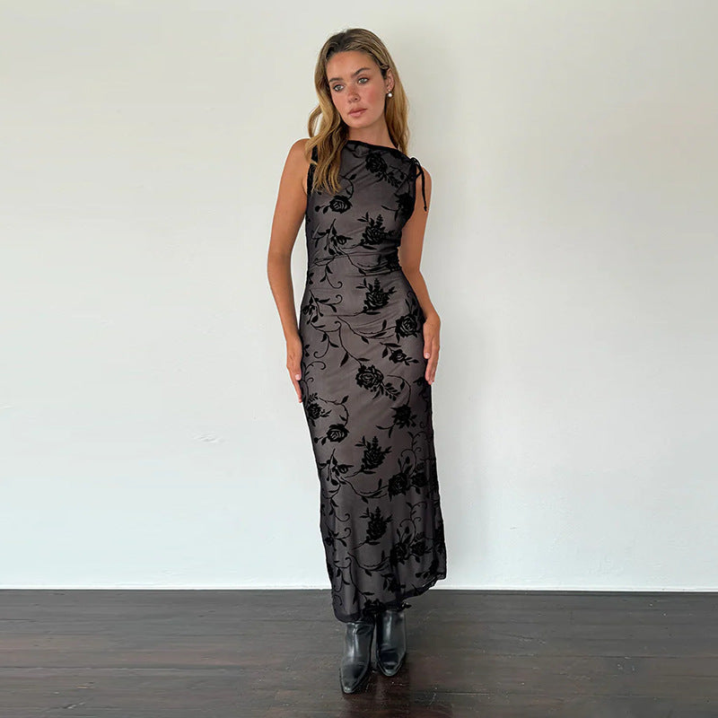 Damen Elegantes Spitzenmaxikleid mit floralem Muster EB