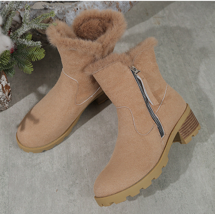 Damen Winterstiefel mit kuscheligem Fellkragen und rutschfester Sohle EB