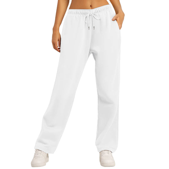 Damen nan weite High‑Waist Loungewear‑Jogginghose mit elastischem Bund Kordelzug und Seitentaschen EB