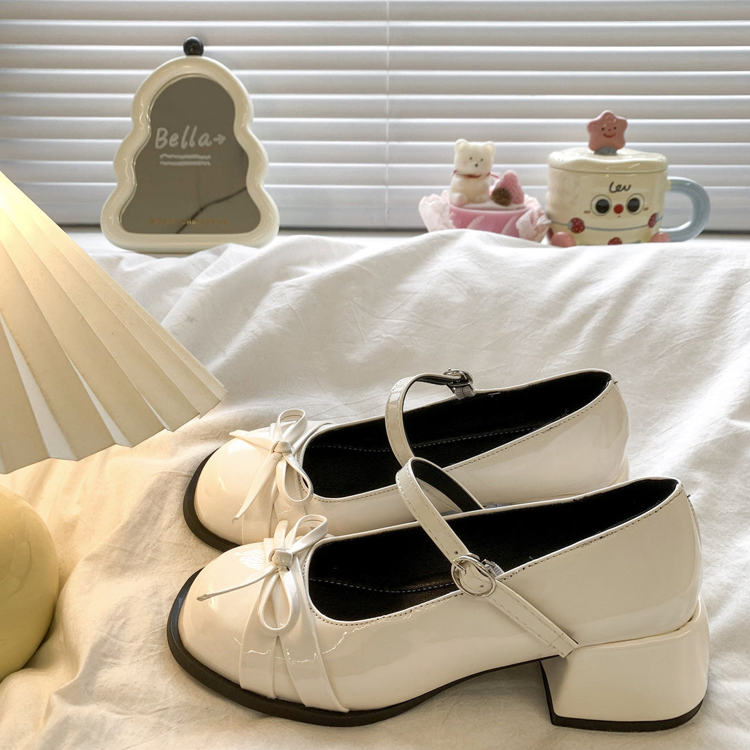 Damen Elegante Mary Jane Schuhe mit dekorativen Schleifen und großzügigem Blockabsatz EB