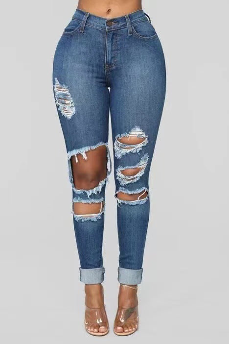 Damen Skinny-Jeans mit Riss-Design EB